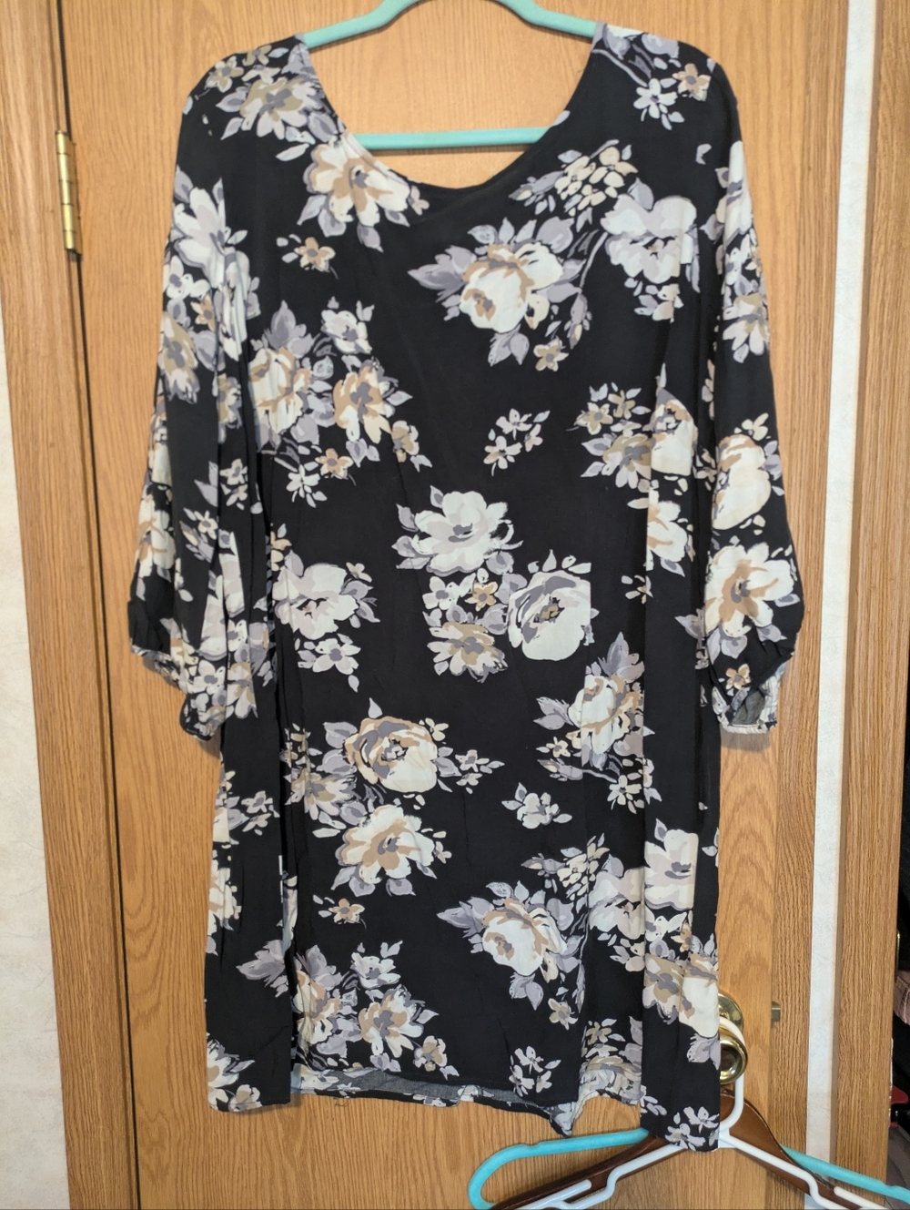 Old Navy Black Floral Shift Dress with Cream & Gray Blooms Dress